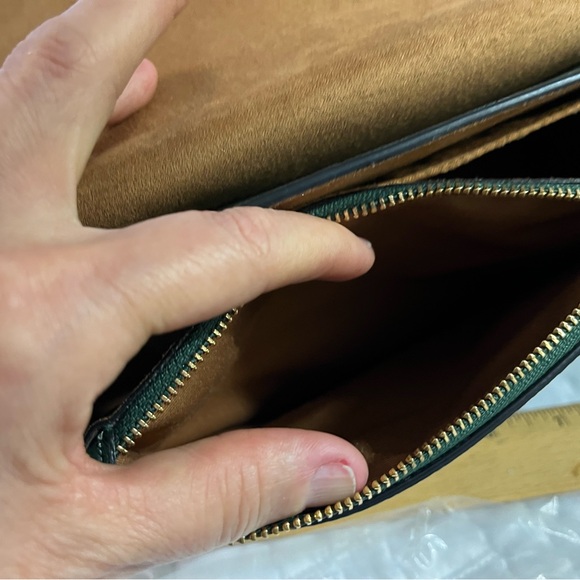 Coach Forest Green Leather Satchel with Gold Accents - Picture 4 of 9